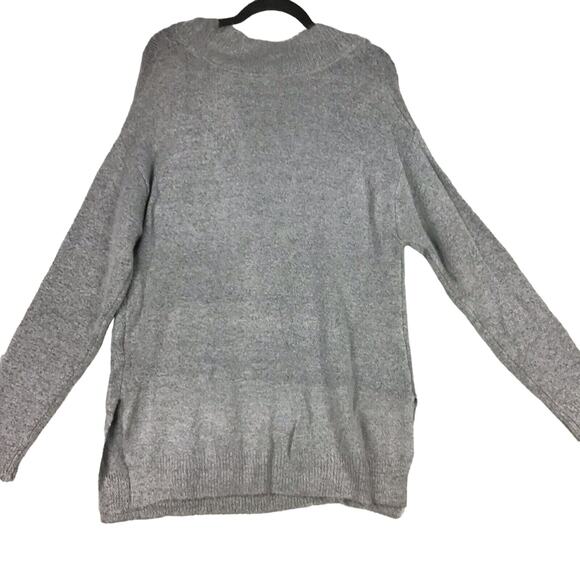 RDI Women’s Medium Gray Oversized V-Neck Sweater Long Sleeve Stretch NWOT - Picture 1 of 12